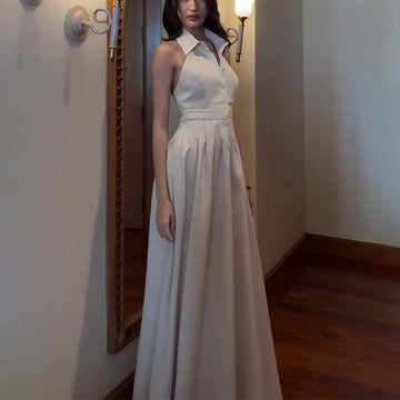 Fashion Temperament In The Fall Of 2024, The Back Of The Solid Color Dress